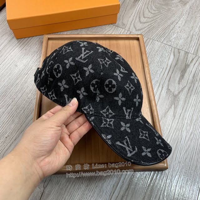 LV男女同款帽子 路易威登水洗牛仔印花棒球帽鴨舌帽  mm1763